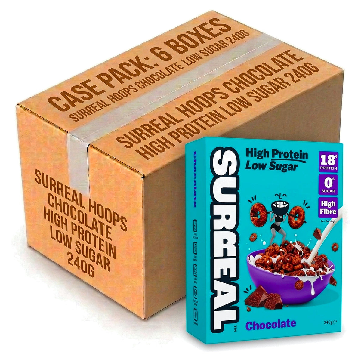 Surreal Hoops Chocolate High Protein Low Sugar 240G (Case of 6)