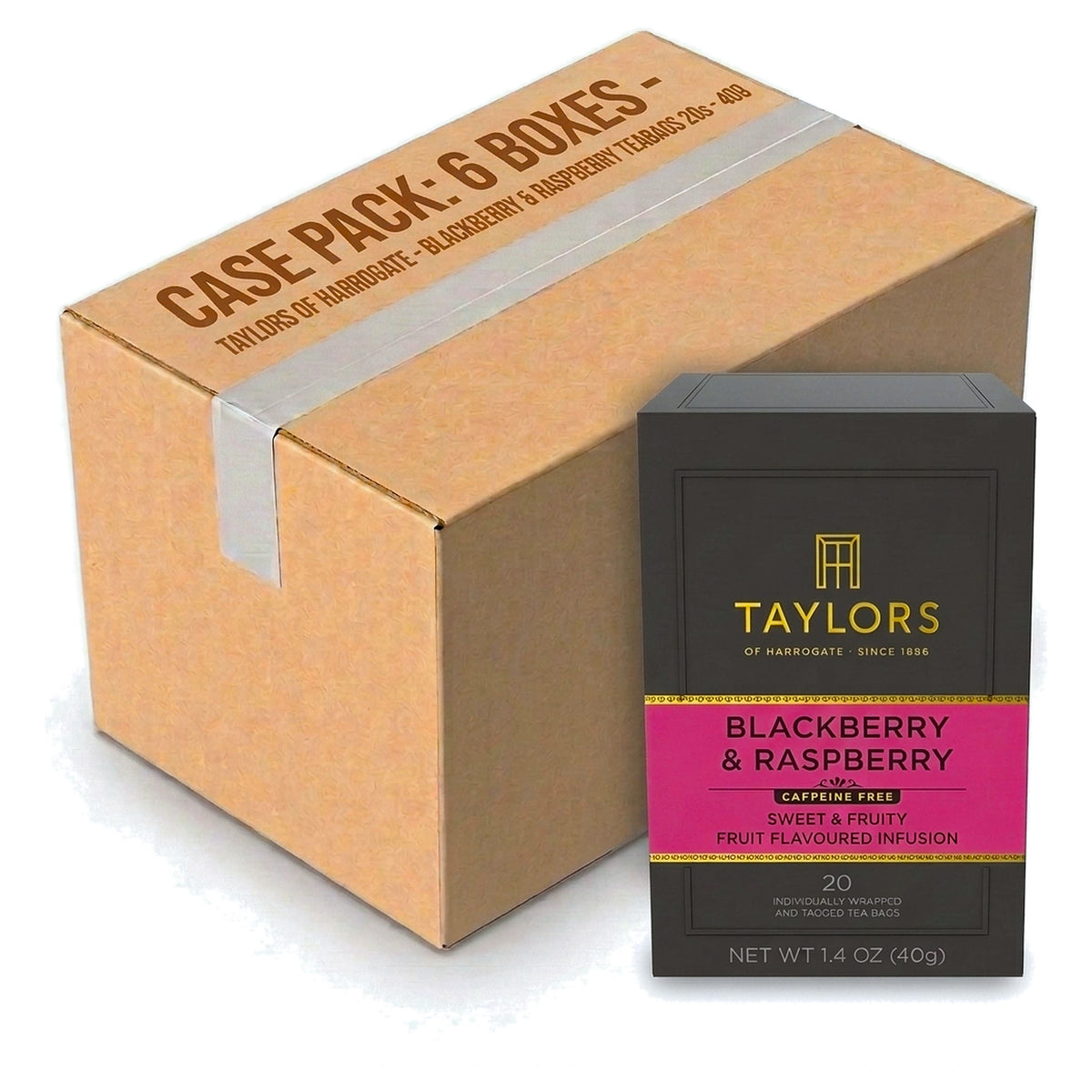 Taylors of Harrogate Blackberry & Raspberry 20 Teabags (40G) Case of 6)