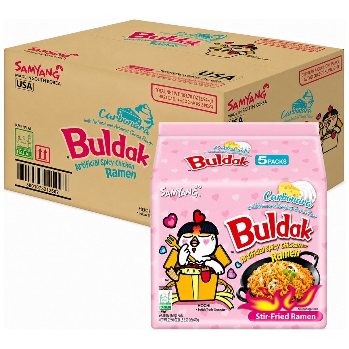 Samyang Hot Chicken Ramyun Carbonara 5-Pack (Case of 8)