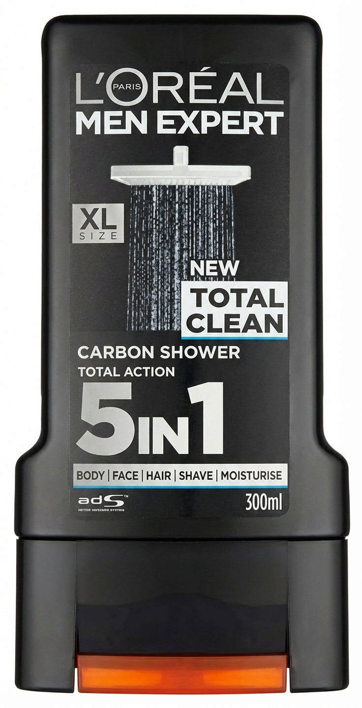 L'Oreal Men Expert 5in1 Total Clean Shower Gel 300ML (Case of 6)