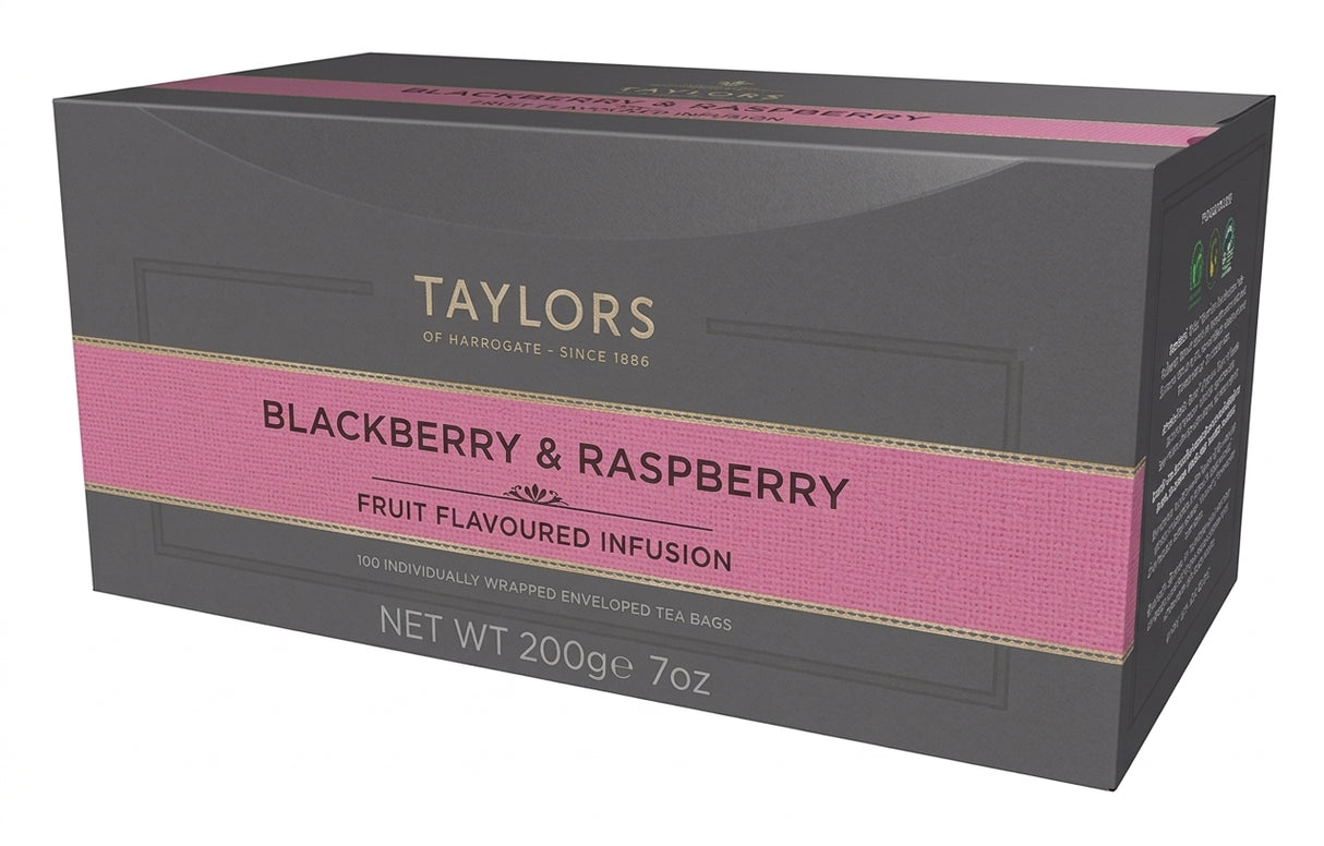 Taylors Of Harrogate Blackberry & Raspberry Wrapped Tea Bags 100s (200G) **Damaged**