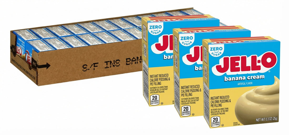 Jell-O Sugar Free Banana Cream Pudding Mix 0.9oz (Case of 24)