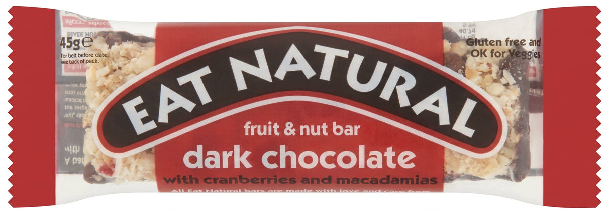 Eat Natural Dark Chocolate With Cranberries & Macadamias Fruit & Nut Bar 45G - World Food Shop