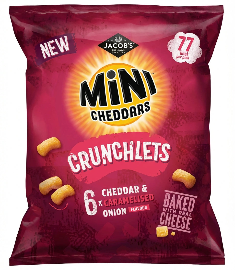 Jacobs Mini Cheddar Crunchlets Cheddar & Caramelised Onion 6X17G - World Food Shop