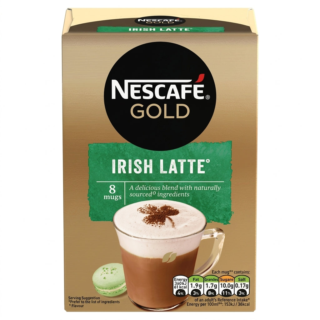 Nescafe Gold Irish Latte Instant Coffee, 8 Sachets