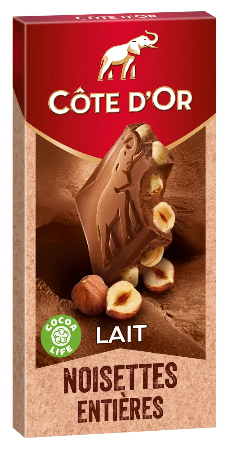 Cote D'Or Milk Chocolate & Whole Hazelnuts 180G
