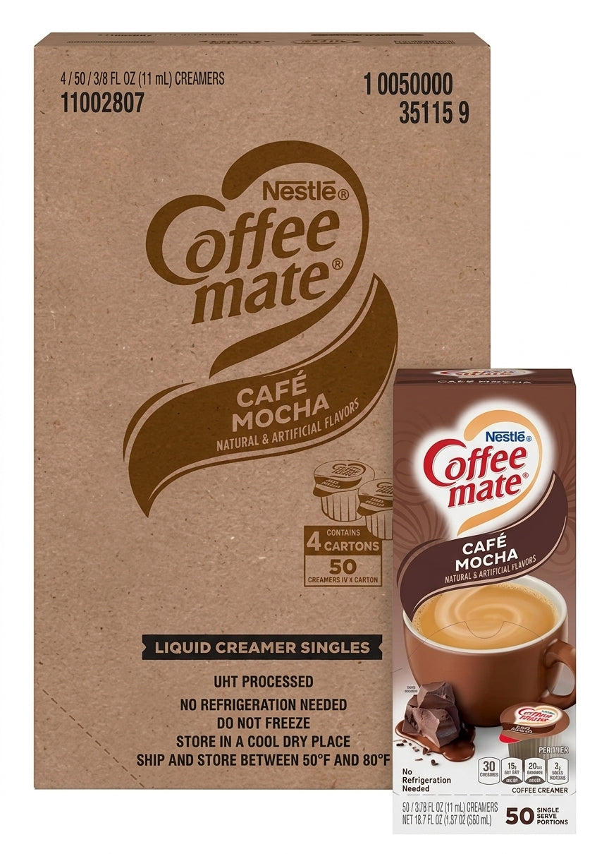 Coffee Mate Cafe Mocha Liquid Coffee Creamer 0.375Oz X 50 (Case of 4)