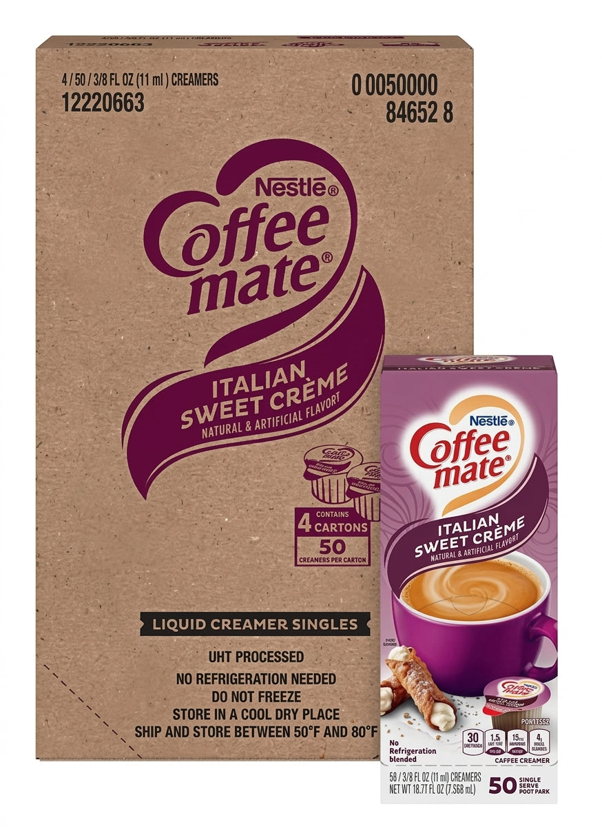 Coffee Mate Italian Sweet Cream Liquid 50 Count 10.60G (Case of 4)