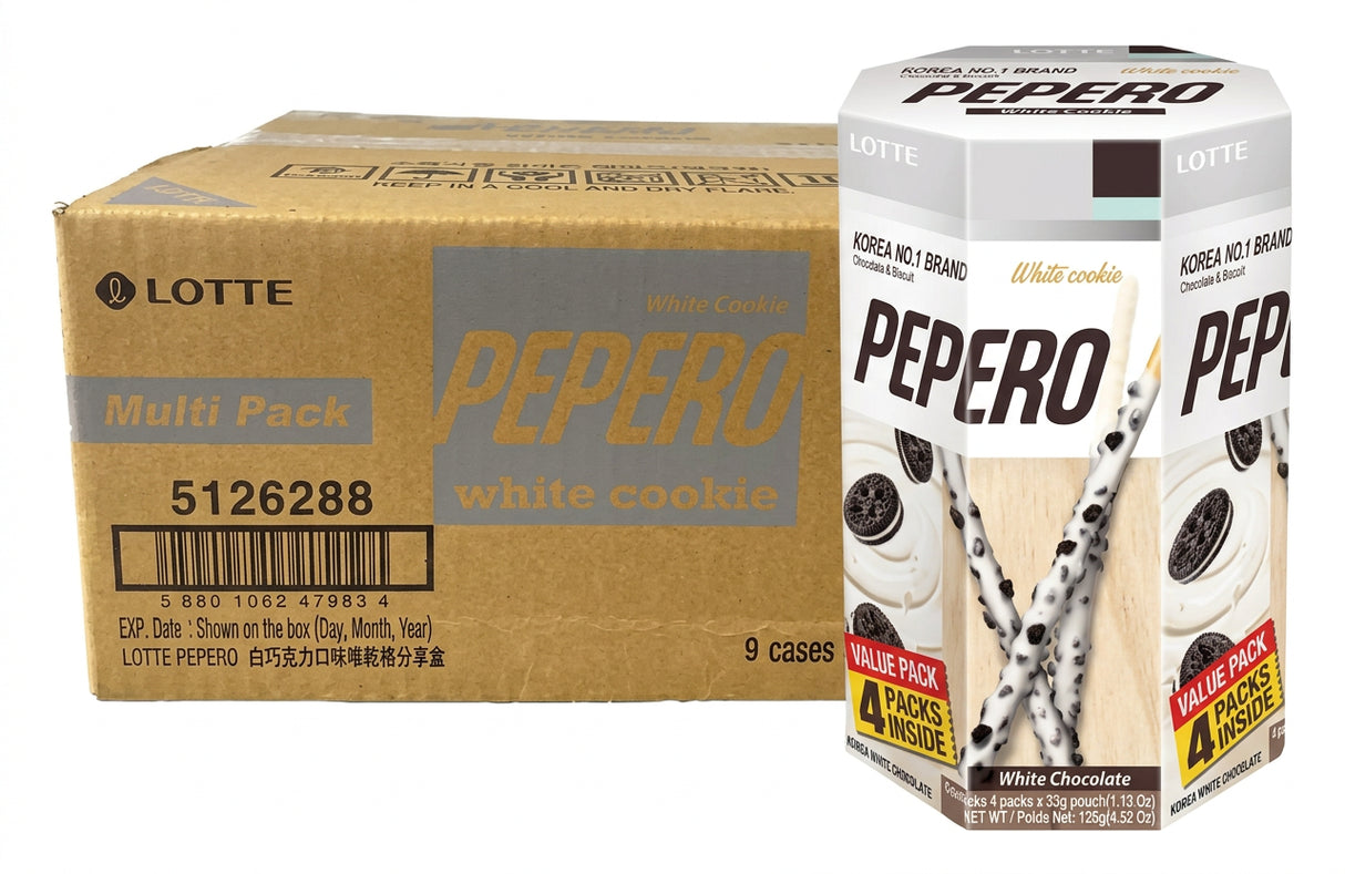 Lotte Pepero White Cookie 128G (Case of 9)