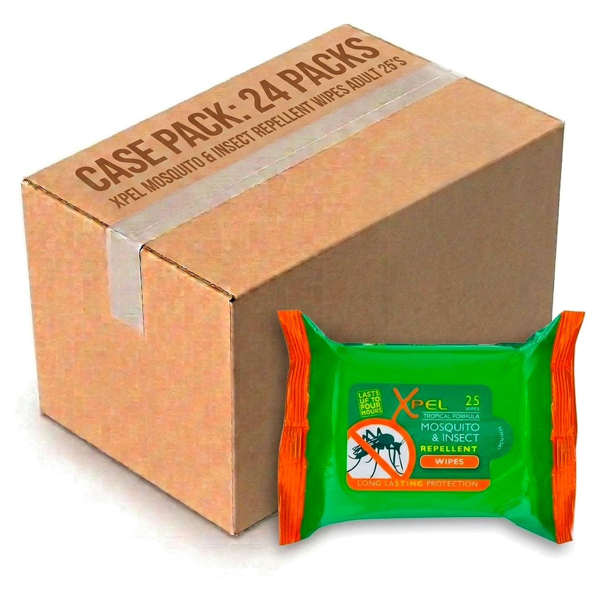 Xpel Mosquito & Insect Repellent Wipes Adult 25'S (Case of 24)