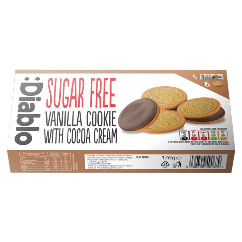 Diablo Sugar Free Vanilla Sandwich Biscuit 176G
