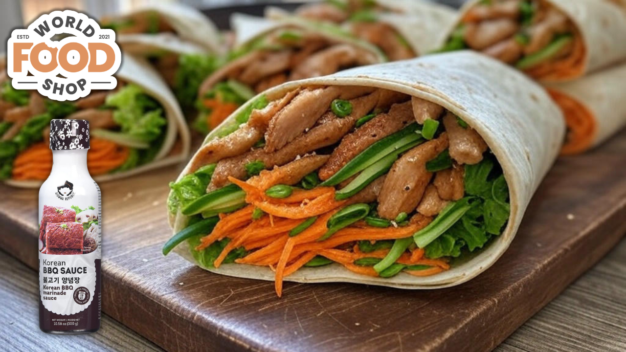 Korean BBQ Chicken Wraps with Ajumma Republic Korean BBQ Sauce