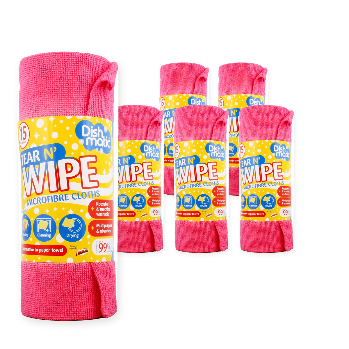 Dishmatic Tear N Wipe 15 Roll Assorted (Case of 6) – case pack