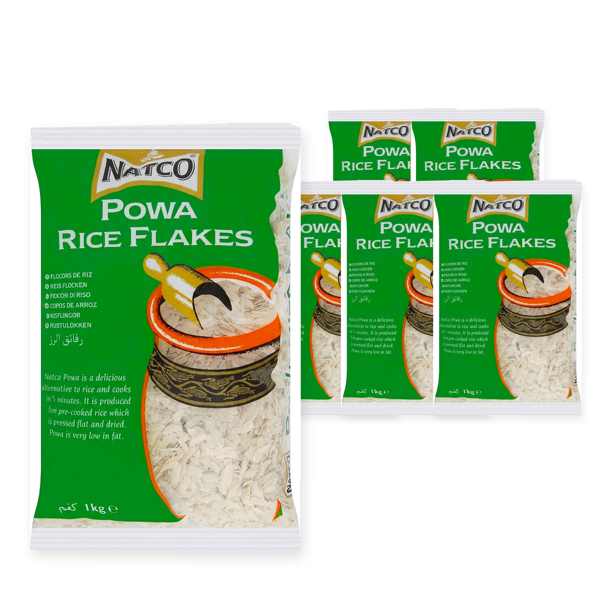 Natco Powa Medium Flaked Rice 1KG (Case of 6) – case pack