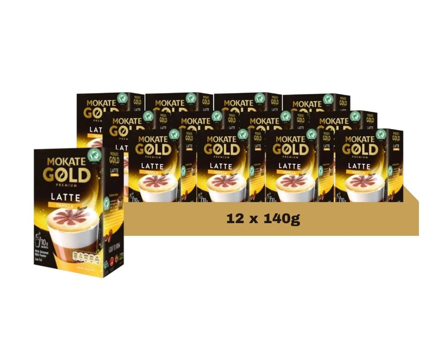 Mokate Gold Premium Vanilla Latte 10 Pack (140G) (Case of 12)