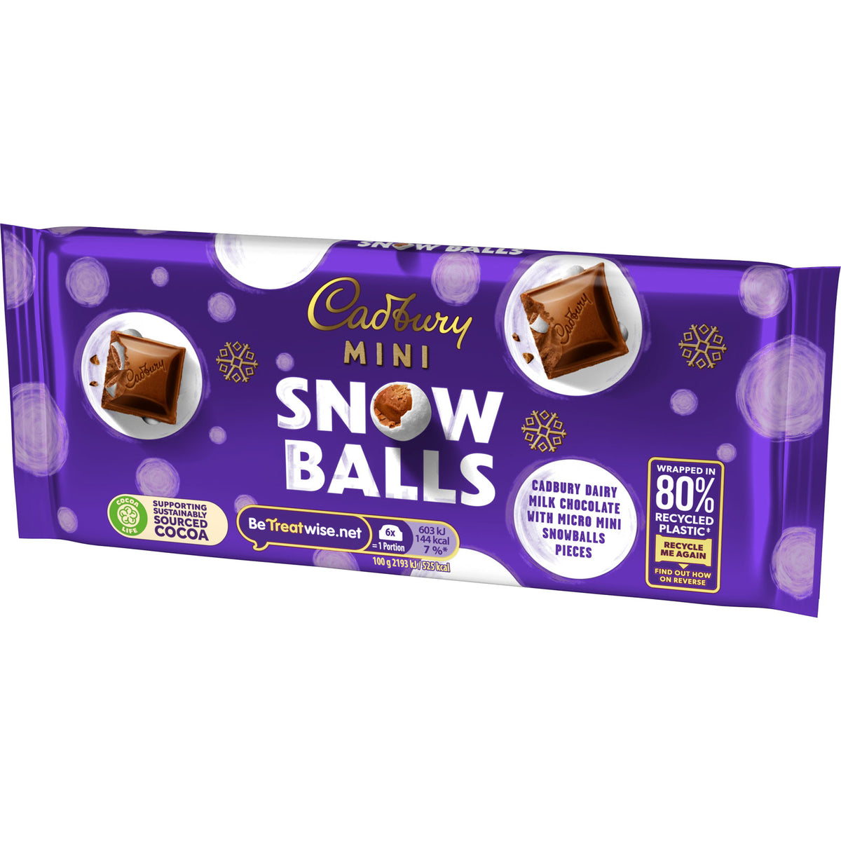 Mini Snow Blocks Cadbury Dairy Milk Mini Snowballs Block 110G | Case of 20 β World Food Shop