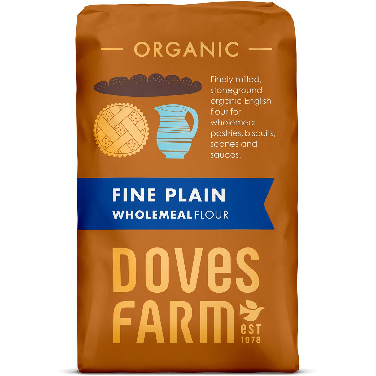 Doves Farm Organic Fine Plain Wholemeal Flour 1KG