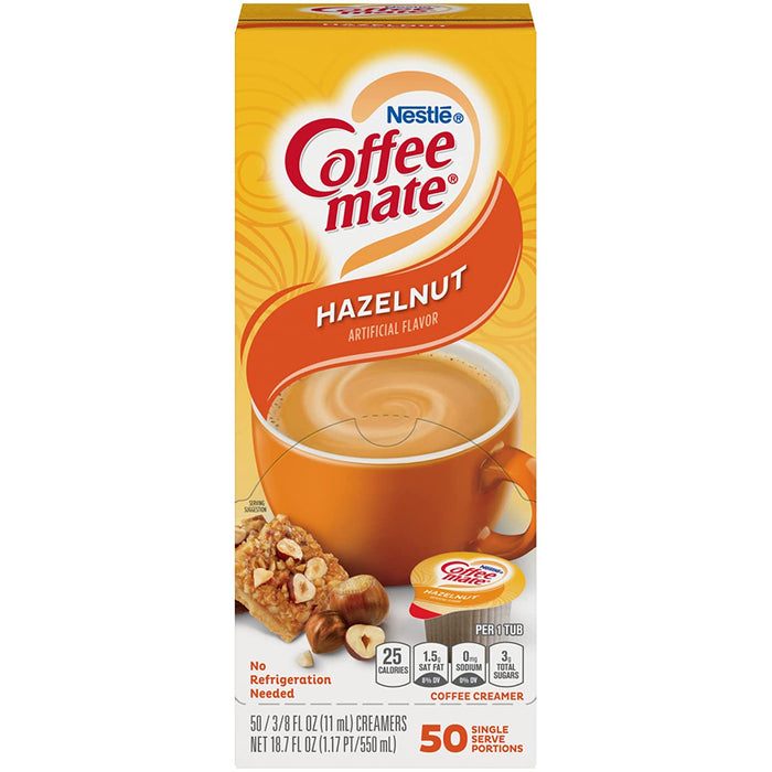 Coffee Mate Hazelnut Liquid Coffee Creamer 0.375Oz X 50 (Case of 4)