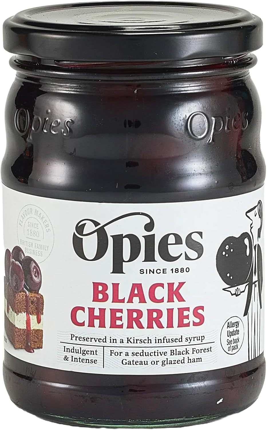 Opies Black Cherries in a Kirsch Infused Syrup 370G