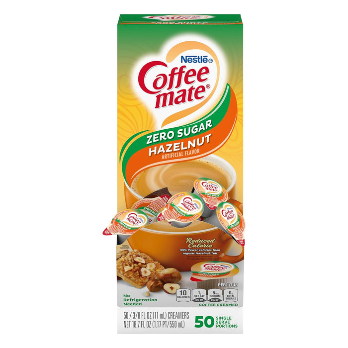 Coffee-Mate - Zero Sugar Hazelnut Liquid Creamer Single Serve Tubs - 50CT