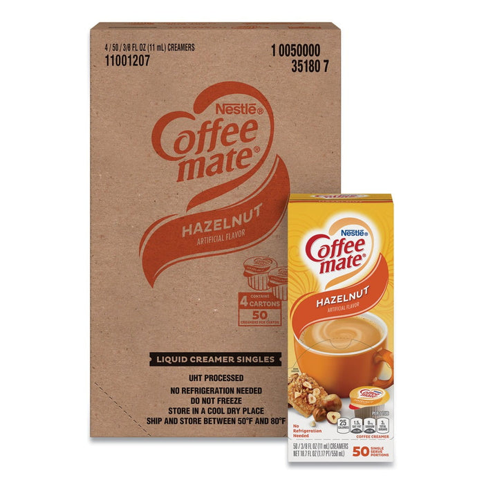 Coffee Mate Hazelnut Liquid Coffee Creamer 0.375Oz X 50 (Case of 4)