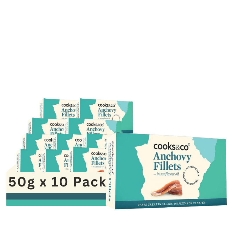 Cooks & Co Anchovy Fillets Sunflower Oil Tins 50G (Case of 10)