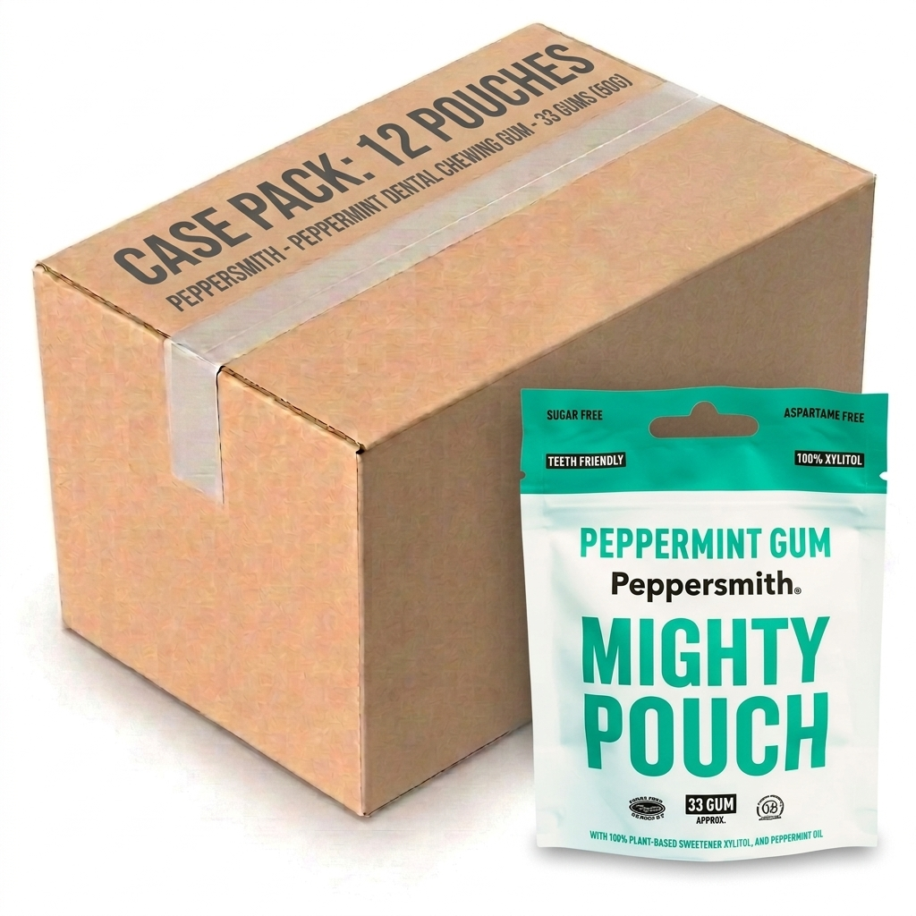 Peppersmith Pouch Peppermint Dental Chewing Gum 33 Gums (50G) (Case of 12)