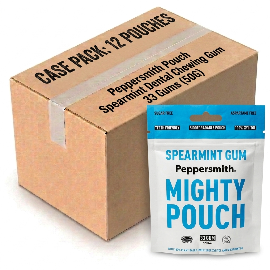 Peppersmith Pouch Spearmint Dental Chewing Gum 33 Gums (50G) (Case of 12)