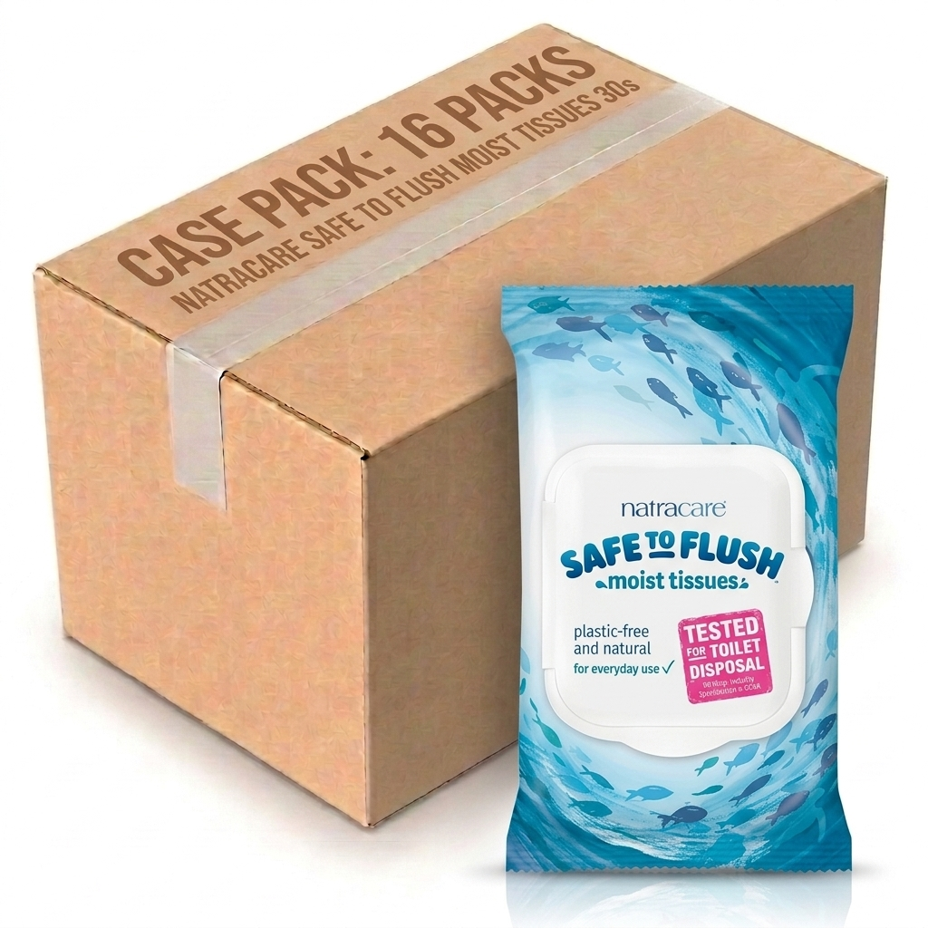 Natracare Safe To Flush Moist Tissues 30s (Case of 16)