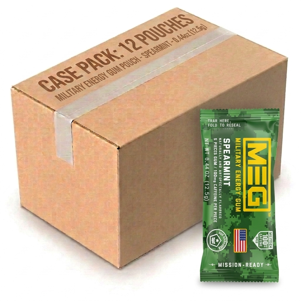 Military Energy Gum Pouch Spearmint 0.44oz (12.5g) (Case of 12)