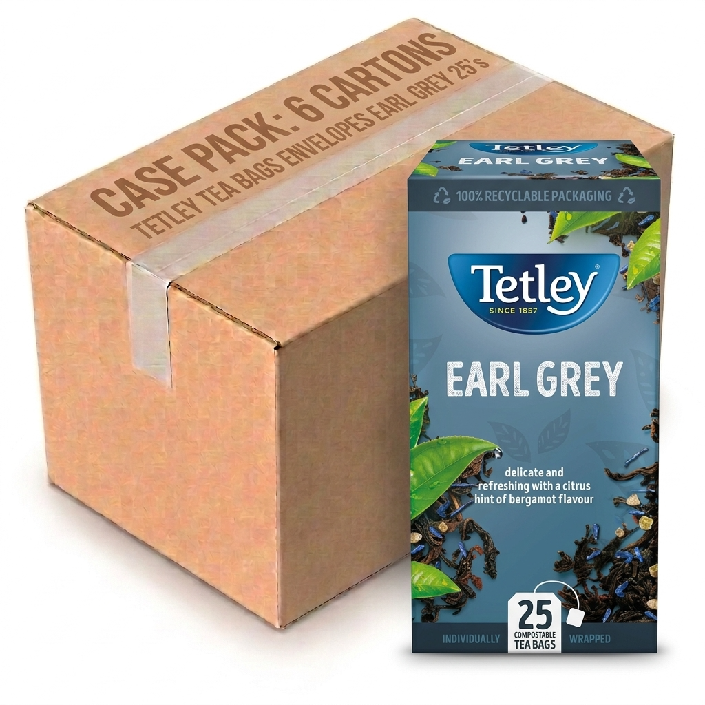 Tetley Tea Bags Envelopes Earl Grey 25'S (Case of 6)