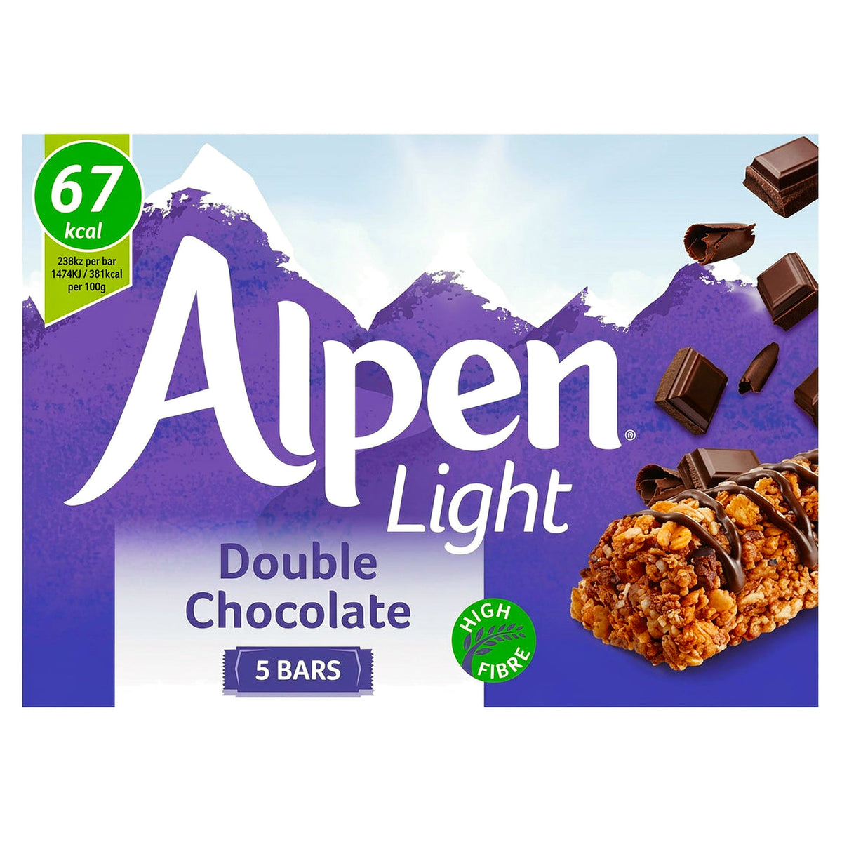 Alpen Light Double Chocolate Cereal Bars 5x95g