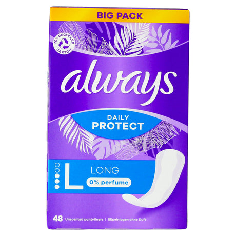 Always Dailies Protect Liners Long 0% Perfume 48s