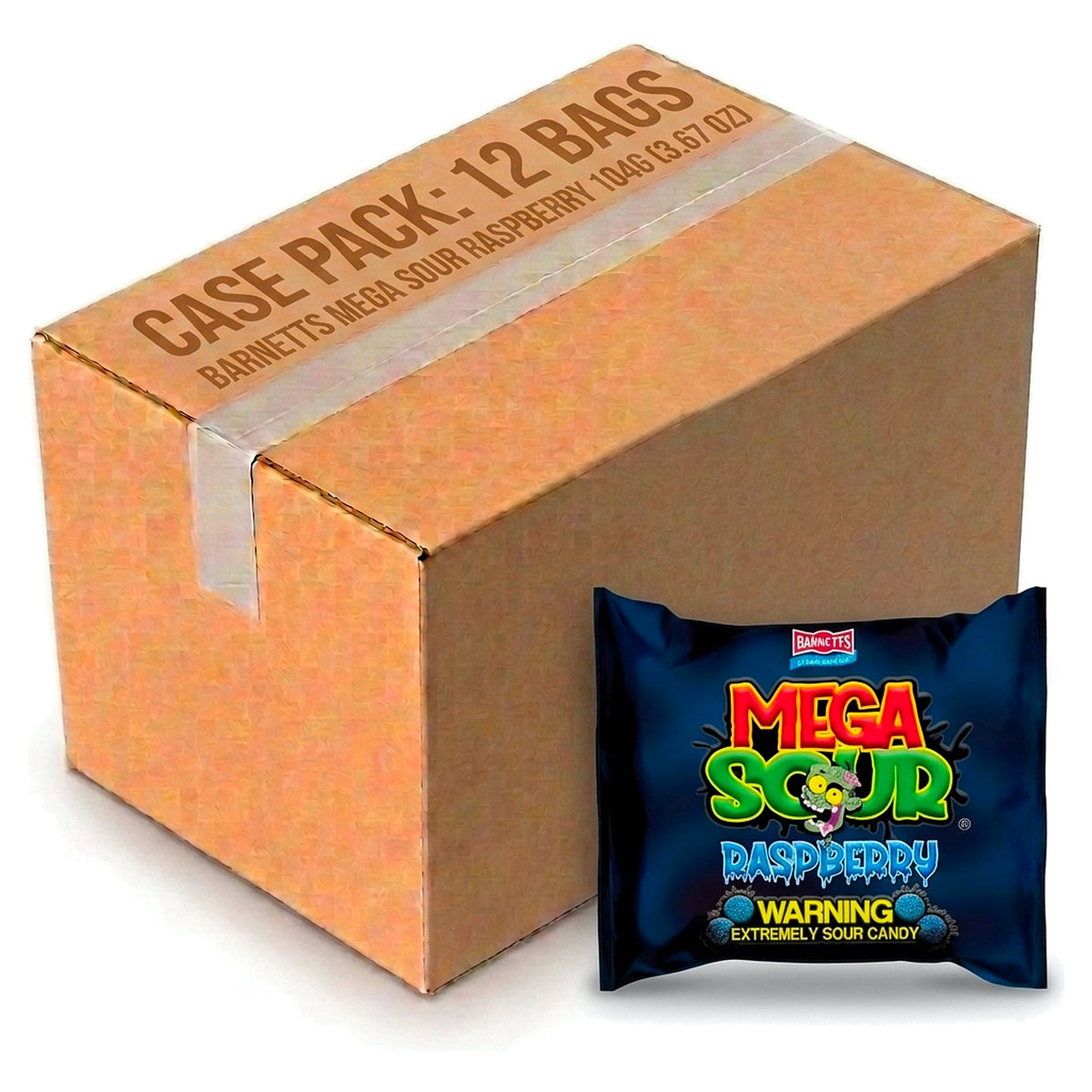 Barnetts Mega Sour Raspberry 104G (Case of 12)