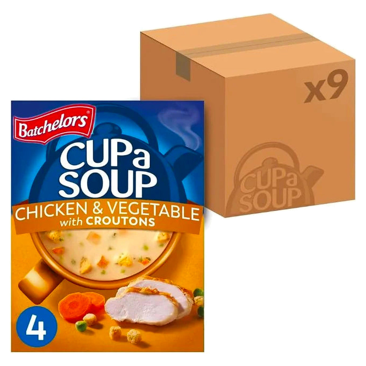 Batchelors Cup A Soup Chicken & Vegetable With Croutons 4 Pack 110G (Case of 9)