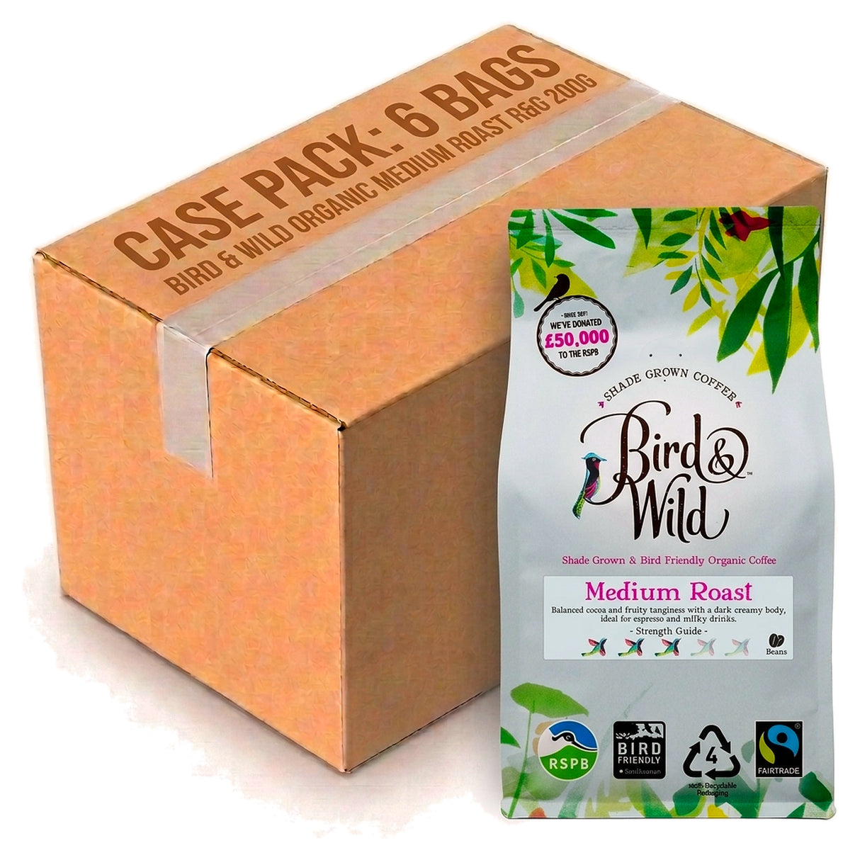 Bird & Wild Organic Medium Roast R&G 200G (Case of 6)