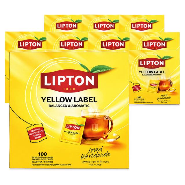 Lipton Tea Bags Yellow Label String & Tag 100s (Case of 12)