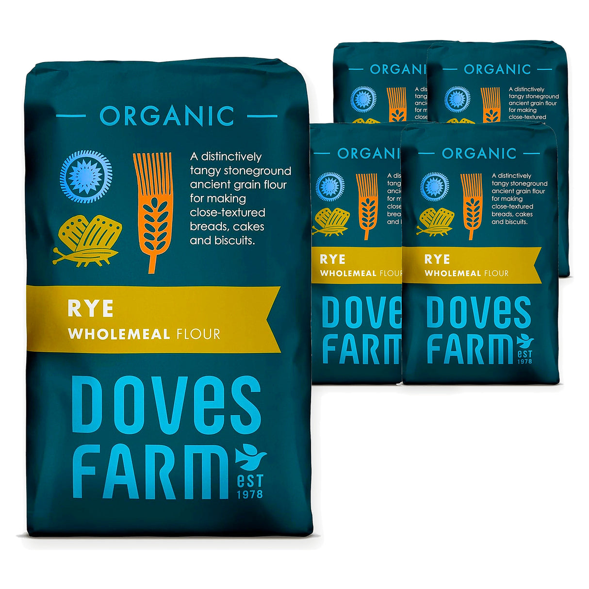 Doves Farm Organic Wholemeal Rye Flour 1KG (Case of 5)