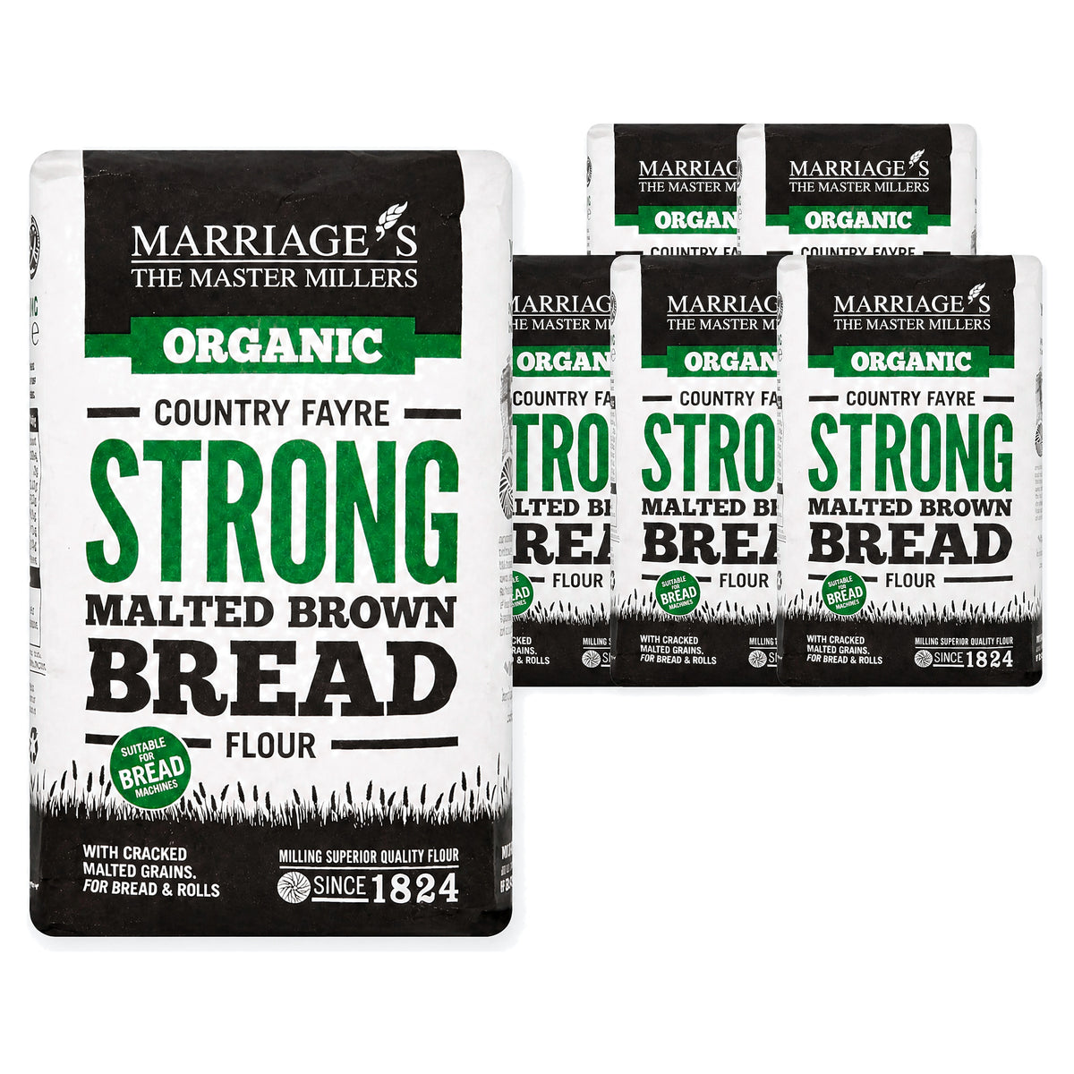 Marriages Millers Organic Country Fayre Malted Brown 1KG (Case of 6)