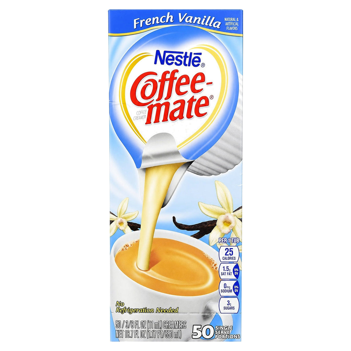Coffee Mate French Vanilla Liquid Coffee Creamer 0.375Oz X 50