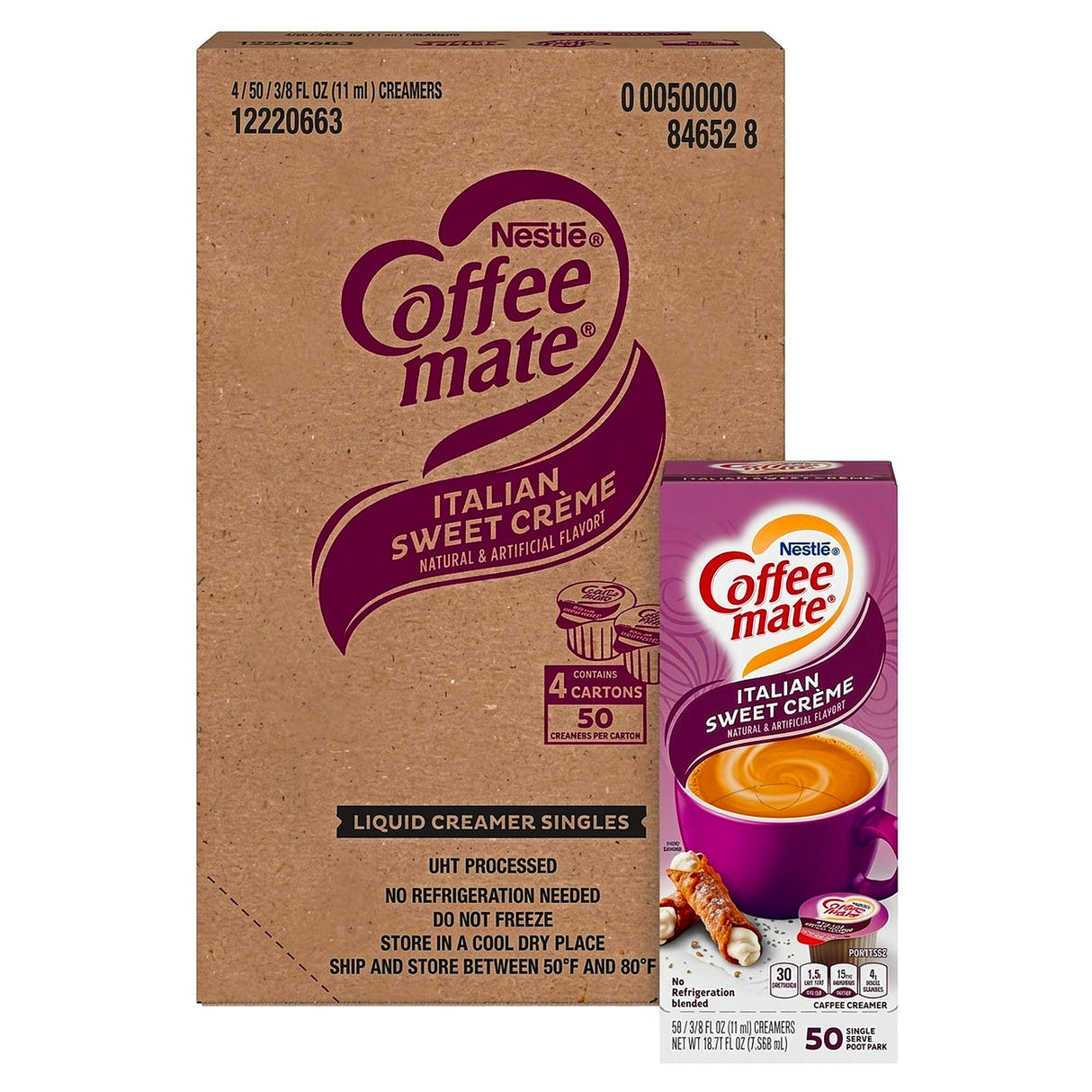 Coffee Mate Italian Sweet Cream Liquid 50 Count 10.60G (Case of 4)