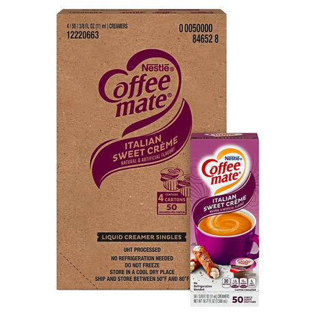 Coffee Mate Italian Sweet Cream Liquid 50 Count 10.60G (Case of 4)