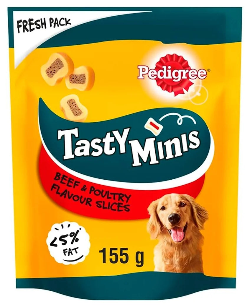 Pedigree Tasty Bites Dog Treats Chewy Slices With Beef 155G