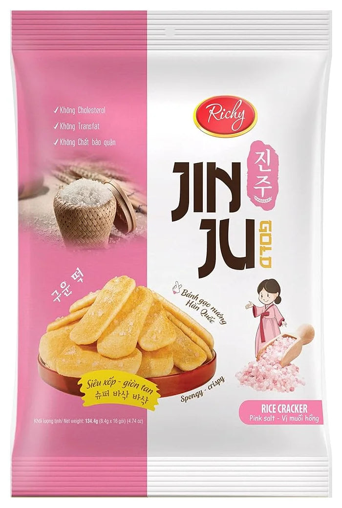 Richy Jinju Gold Pink Salt Rice Cracker 134G **Expiry Jun 2025**