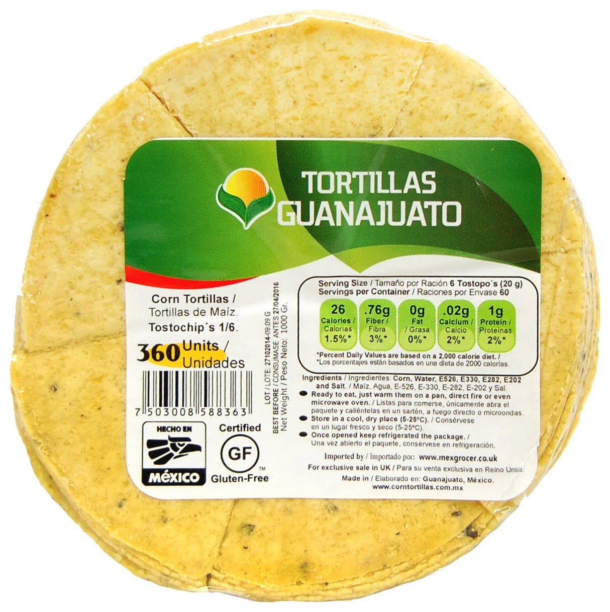 15cm Pre Cut Yellow Corn Tortilla For Frying 1KG