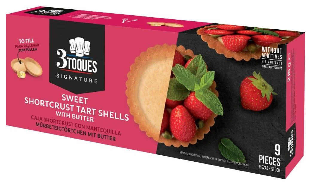 3 Toques 9 Sweet Shortcrust Tart Shells 216G