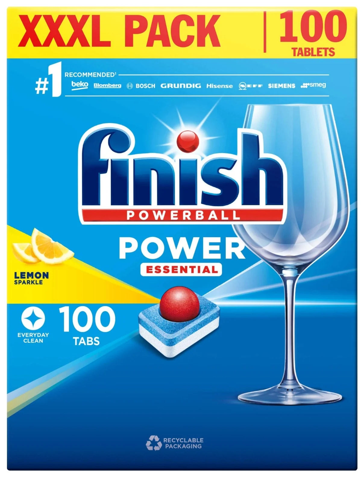 Finish Dishwasher Tabs Power Essential Lemon 100s