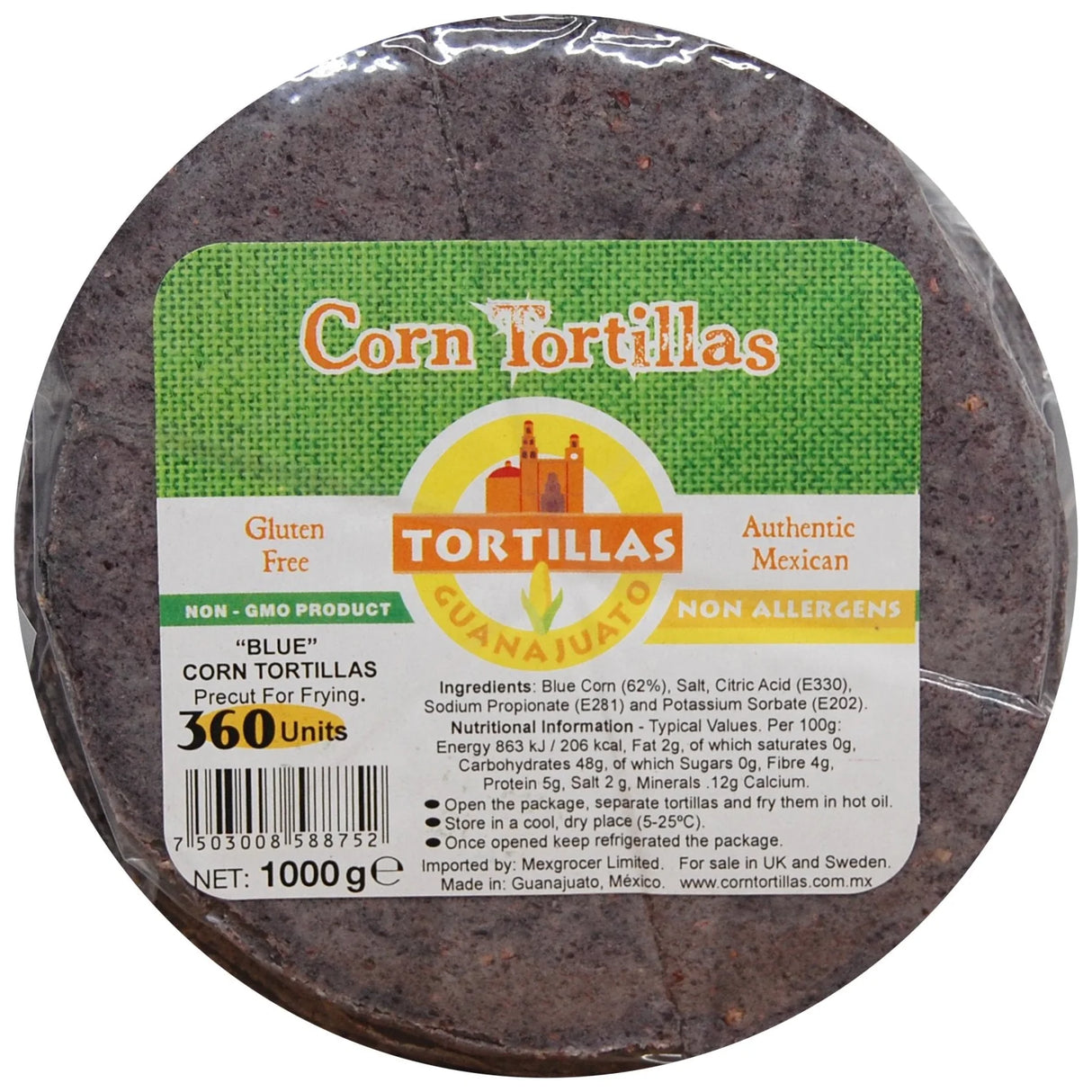 15cm Pre-Cut Blue Corn Tortilla For Frying 1KG