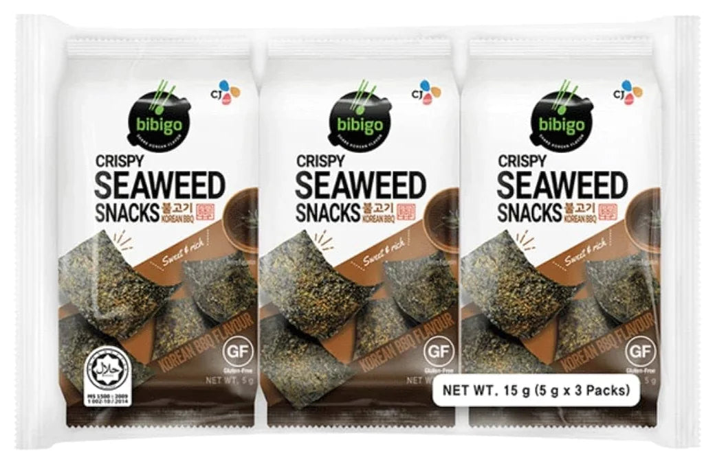 CJ Bibigo Crispy Seaweed Snacks BBQ 3x5G