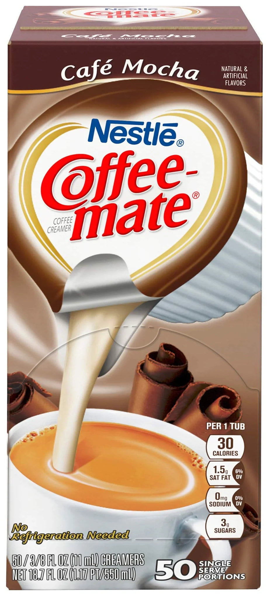Coffee Mate Cafe Mocha Liquid Coffee Creamer 0.375Oz X 50